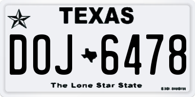 TX license plate DOJ6478
