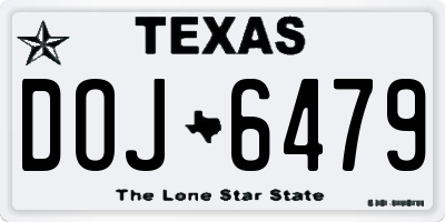 TX license plate DOJ6479