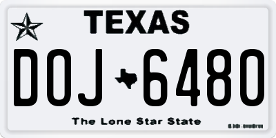 TX license plate DOJ6480