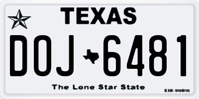 TX license plate DOJ6481