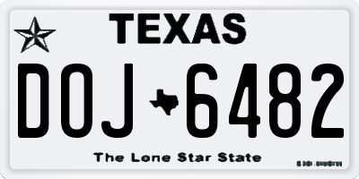 TX license plate DOJ6482