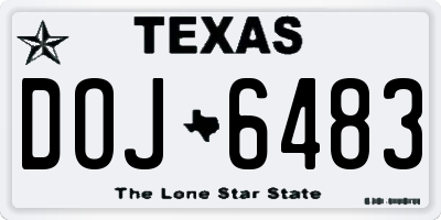 TX license plate DOJ6483