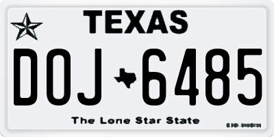 TX license plate DOJ6485