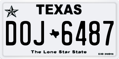 TX license plate DOJ6487