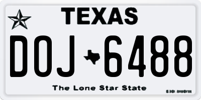 TX license plate DOJ6488