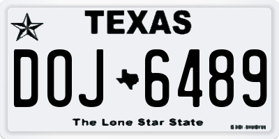 TX license plate DOJ6489