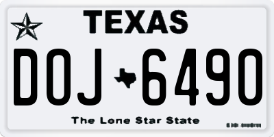 TX license plate DOJ6490