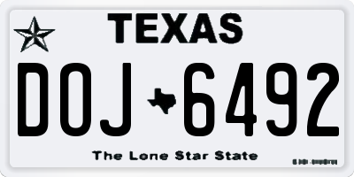 TX license plate DOJ6492