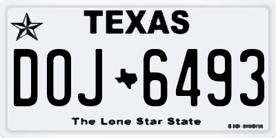 TX license plate DOJ6493