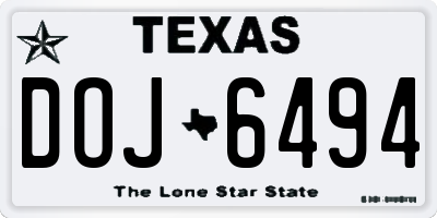 TX license plate DOJ6494