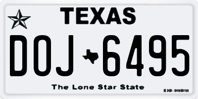 TX license plate DOJ6495