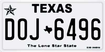 TX license plate DOJ6496