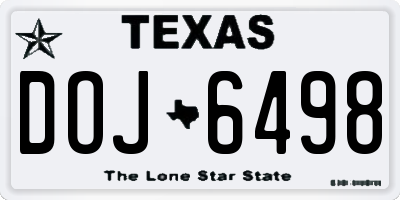 TX license plate DOJ6498