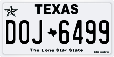 TX license plate DOJ6499