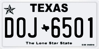 TX license plate DOJ6501