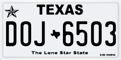 TX license plate DOJ6503
