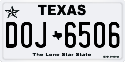 TX license plate DOJ6506