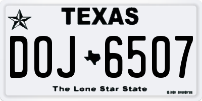 TX license plate DOJ6507