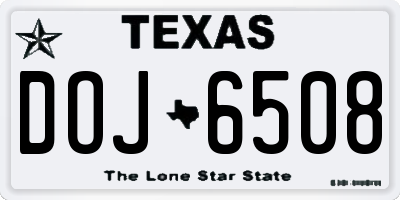 TX license plate DOJ6508