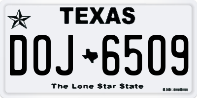 TX license plate DOJ6509