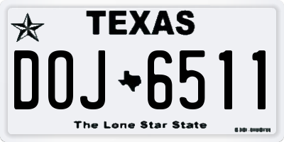 TX license plate DOJ6511