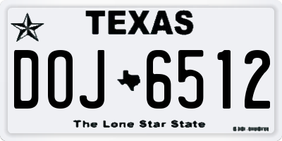 TX license plate DOJ6512