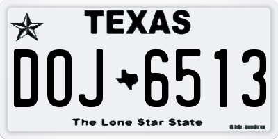TX license plate DOJ6513
