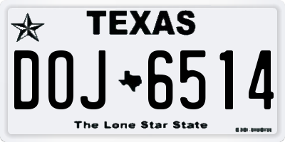 TX license plate DOJ6514