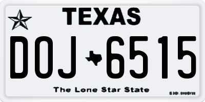 TX license plate DOJ6515