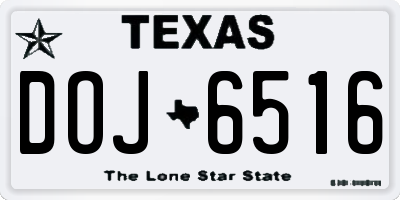 TX license plate DOJ6516