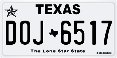 TX license plate DOJ6517