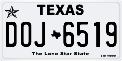 TX license plate DOJ6519