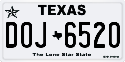 TX license plate DOJ6520