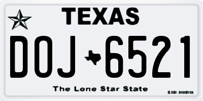 TX license plate DOJ6521