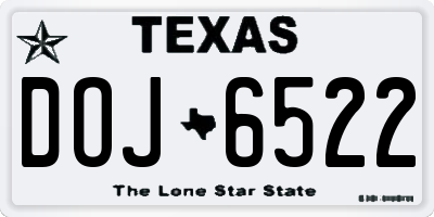 TX license plate DOJ6522