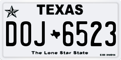 TX license plate DOJ6523