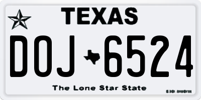 TX license plate DOJ6524