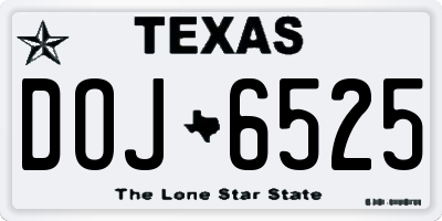 TX license plate DOJ6525