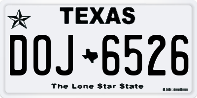 TX license plate DOJ6526
