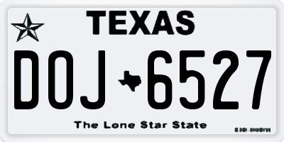 TX license plate DOJ6527