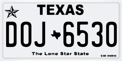 TX license plate DOJ6530