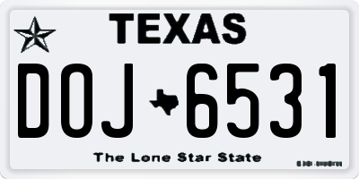 TX license plate DOJ6531