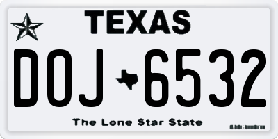 TX license plate DOJ6532
