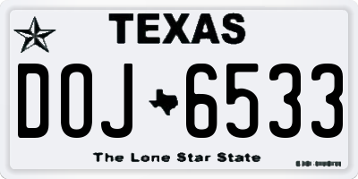 TX license plate DOJ6533