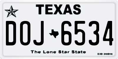 TX license plate DOJ6534