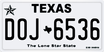 TX license plate DOJ6536