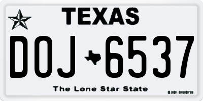 TX license plate DOJ6537
