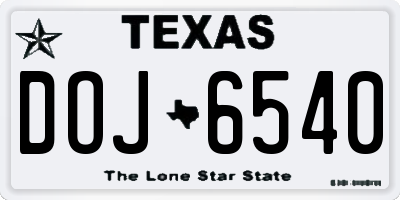 TX license plate DOJ6540