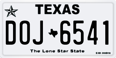 TX license plate DOJ6541