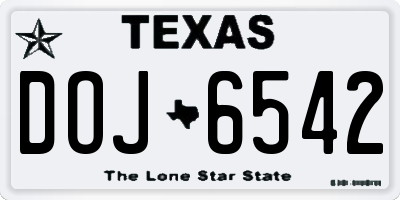 TX license plate DOJ6542